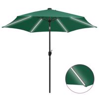 VidaXL Parasol met led-verlichting en aluminium paal 300 cm groen - thumbnail