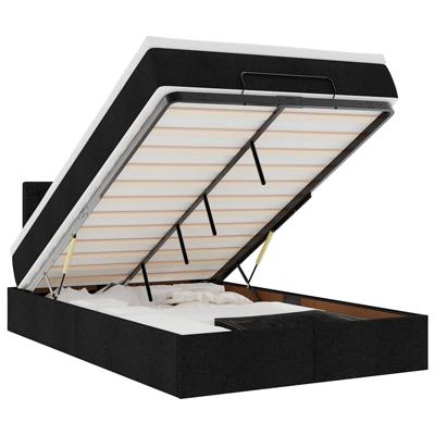 Ottoman bed met matrassen en LED's 200x200cm stof zwart