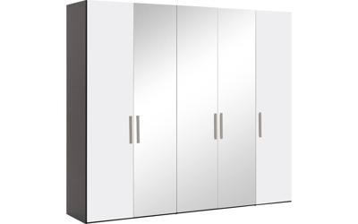 Goossens Kledingkast Easy Storage Ddk, Kledingkast 253 cm breed, 220 cm hoog, 2x draaideur en 3x spiegel draaideur midden Goossens Kledingkast Easy Storage Ddk, Kledingkast 253 cm breed, 220 cm hoog, 2x draaideur en 3x spiegel draaideur midden