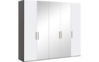 Goossens Kledingkast Easy Storage Ddk, Kledingkast 253 cm breed, 220 cm hoog, 2x draaideur en 3x spiegel draaideur midden - thumbnail