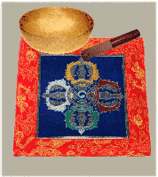 Tempelkleedje Tibetaans Dubbele Dorje Brokaat (42 x 42 cm) - thumbnail