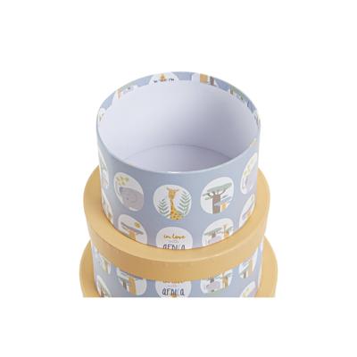 Set van opstapelbare opbergboxen DKD Home Decor dieren Cirkelvormig Blauw Karton (37,5 x 37,5 x 18 cm) Set van opstapelbare opbergboxen DKD Home Decor dieren Cirkelvormig Blauw Karton (37,5 x 37,5 x 18 cm)