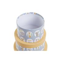 Set van opstapelbare opbergboxen DKD Home Decor dieren Cirkelvormig Blauw Karton (37,5 x 37,5 x 18 cm) - thumbnail