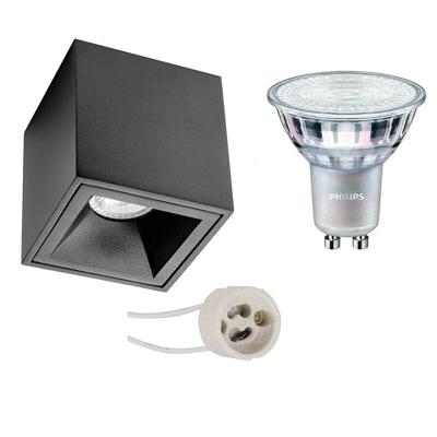 Philips Opbouwspot Set GU10 Mat Zwart - 90mm - DimTone - Warm Wit
