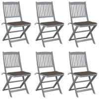 Tuinstoelen 6 st inklapbaar met kussens massief acaciahout - thumbnail