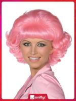 Frenchy Grease pruik pink - thumbnail