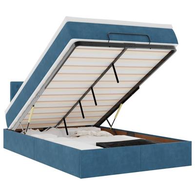 Ottoman bed met matras en LED's 120x200cm fluweel donkerblauw - thumbnail