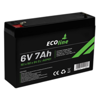EcoLine - AGM 6V 7AH - 7000mAh VRLA Batterij - 151 x 34 x 96 - Deep Cycle Accu - thumbnail