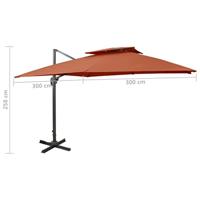 VidaXL Zweefparasol met dubbel dak 300x300 cm terracottakleurig - thumbnail