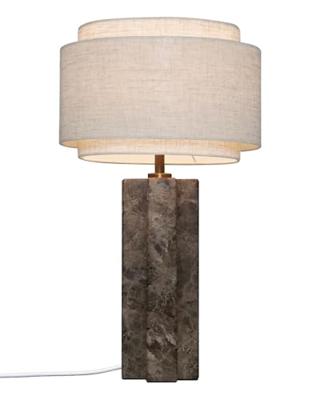 Tafellamp marmeren voet met beige kap schakelaar en E27 fitting DFTP Takai 55 cm