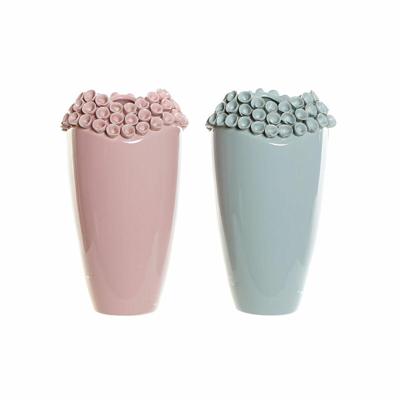 Vaas DKD Home Decor Roze Turkoois Keramiek Mediterrane (2 pcs) (19 x 19 x 33 cm)
