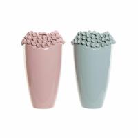 Vaas DKD Home Decor Roze Turkoois Keramiek Mediterrane (2 pcs) (19 x 19 x 33 cm) - thumbnail