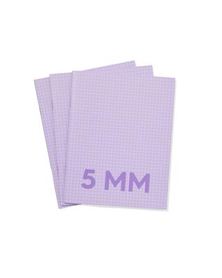 HEMA Schriften lila A5 geruit 5mm - 3 stuks