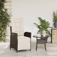 Tuinstoel verstelbaar met voetensteun poly rattan bruin - thumbnail