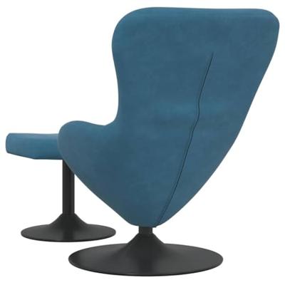 Hangstoel met voetensteun fluweel blauw