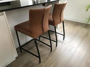 Set van 2 leren barstoelen - bruin leer - Echt leer, Modern, ontdek de vele Leersoorten en Kleuren bij ShopX