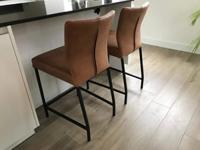Set van 2 leren barstoelen - bruin leer - Echt leer, Modern, ontdek de vele Leersoorten en Kleuren bij ShopX - thumbnail