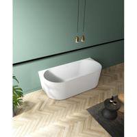 ZEZA Blend half vrijstaand bad - ribbel - 170x80x58cm - met afvoer - acryl - mat wit TW-7686-MW-170 - thumbnail