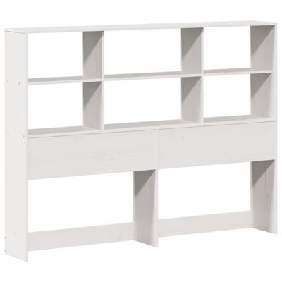 Bed met boekenkast zonder matras massief hout wit 140x200 cm - thumbnail