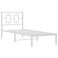 Bedframe met hoofdbord metaal wit 80x200 cm - thumbnail