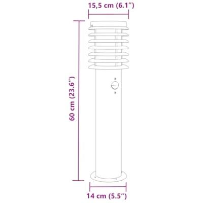 VidaXL Vloerlamp voor buiten met sensor 60 cm roestvrijstaal zilver VidaXL Vloerlamp voor buiten met sensor 60 cm roestvrijstaal zilver