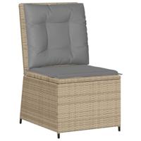 Tuinbank verstelbaar met kussens poly rattan beige - thumbnail