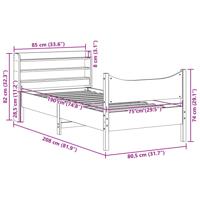 Bedframe met hoofdbord massief grenenhout wasbruin 75x190 cm - thumbnail