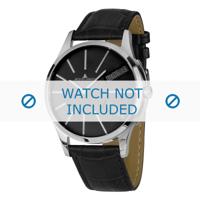 Jacques Lemans horlogeband 1-1813A Leder Zwart + zwart stiksel - thumbnail