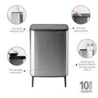 Brabantia Bo touch bin hi 2x30 liter matt steel fingerprint proof - thumbnail