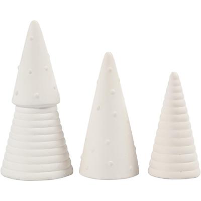 Creativ Company Kerstbomen, h: 10+12+15 cm, d 5+6+7 cm, wit, 3 stuk/ 1 doos