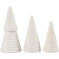 Creativ Company Kerstbomen, h: 10+12+15 cm, d 5+6+7 cm, wit, 3 stuk/ 1 doos - thumbnail