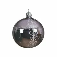 Kerstbal Glas Blad Ø8cm Lila 1st - thumbnail