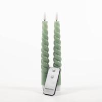 Anna Collection LED swirl dinerkaarsen - 2x st - jade groen - 23 cm - thumbnail