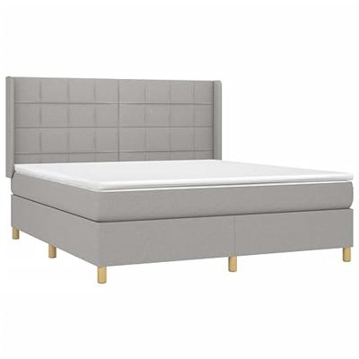 Boxspring met matras en LED stof lichtgrijs 160x200 cm
