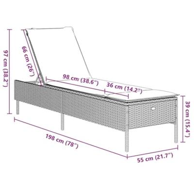 3-delige Ligbeddenset met kussens poly rattan grijs