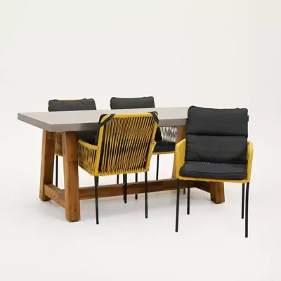 Tuinstoel Vita Gino geel met Veltis tafel 180 cm