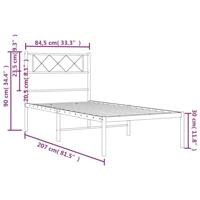 Bedframe met hoofdbord metaal wit 80x200 cm - thumbnail