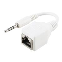 Cat5 RJ45 aansluiting op 3.5mm 4 polig Male Plug Audio Ethernet LAN-netwerkadapter totale lengte: ongeveer 13cm - thumbnail