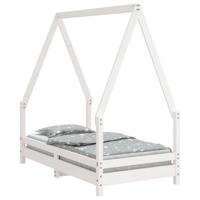 Kinderbedframe 70x140 cm massief grenenhout wit - thumbnail
