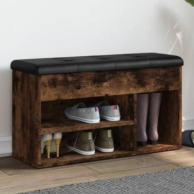Schoenenbank 82x32x45,5 cm bewerkt hout gerookt eikenkleurig