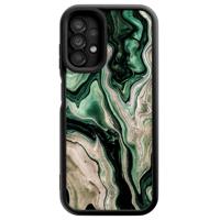 Samsung Galaxy A13 4G zwarte case - Green waves - thumbnail