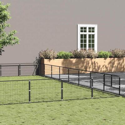 Hondenkennel 72 m² staal zwart