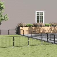 Hondenkennel 72 m² staal zwart - thumbnail