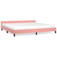 Bedframe met hoofdeinde fluweel roze 200x200 cm - thumbnail