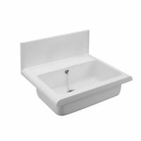 Uitstortgootsteen ABU Kunststof 55x38.3x45 cm Wit Met Stootrand - thumbnail