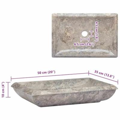 VidaXL Gootsteen 50x35x10 cm marmer grijs