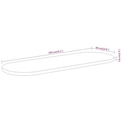 Tafelblad ovaal 140x60x3,8 cm massief acaciahout
