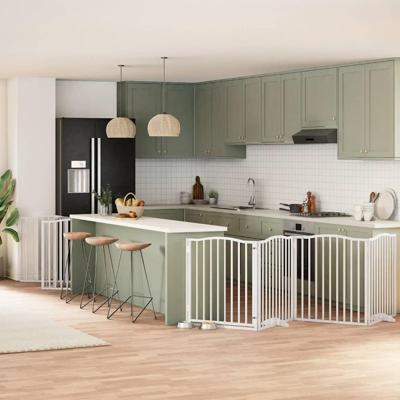 Hondenhek inklapbaar met deur 10 panelen 800cm populierhout wit