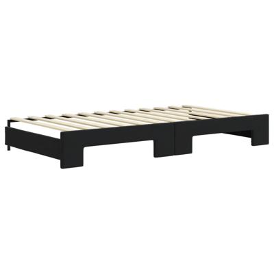 Slaapbank met onderschuifbed 100x200 cm fluweel zwart