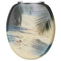 VidaXL Toiletbril met deksel strand mdf - thumbnail